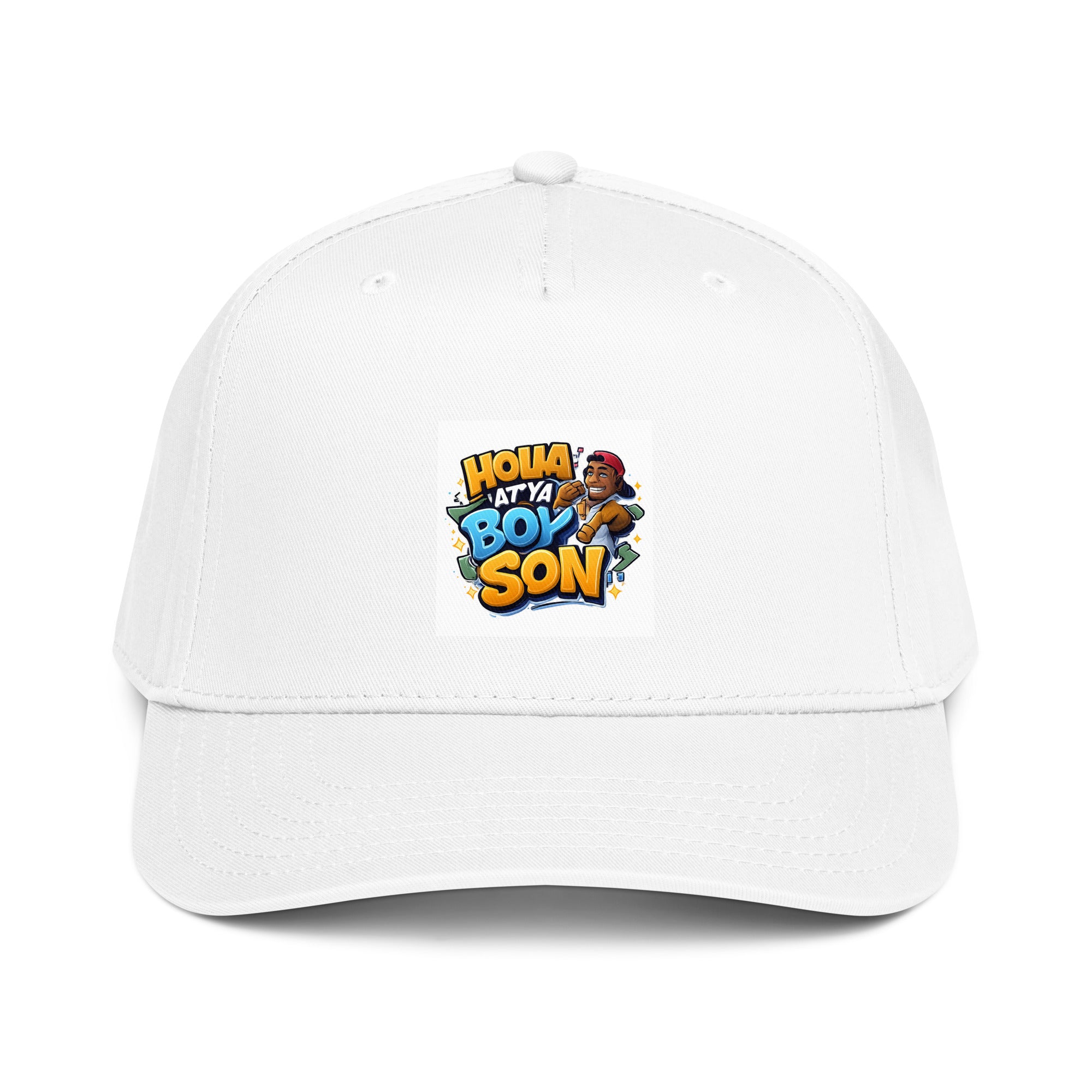 Holla At Ya Boy Son 5-panel cap, white with front graphic patch