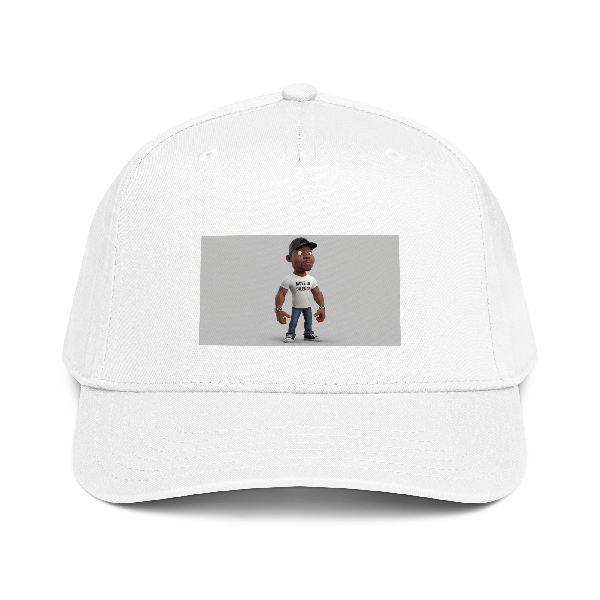 Move In Silence 5 panel cap in White with front graphic patch