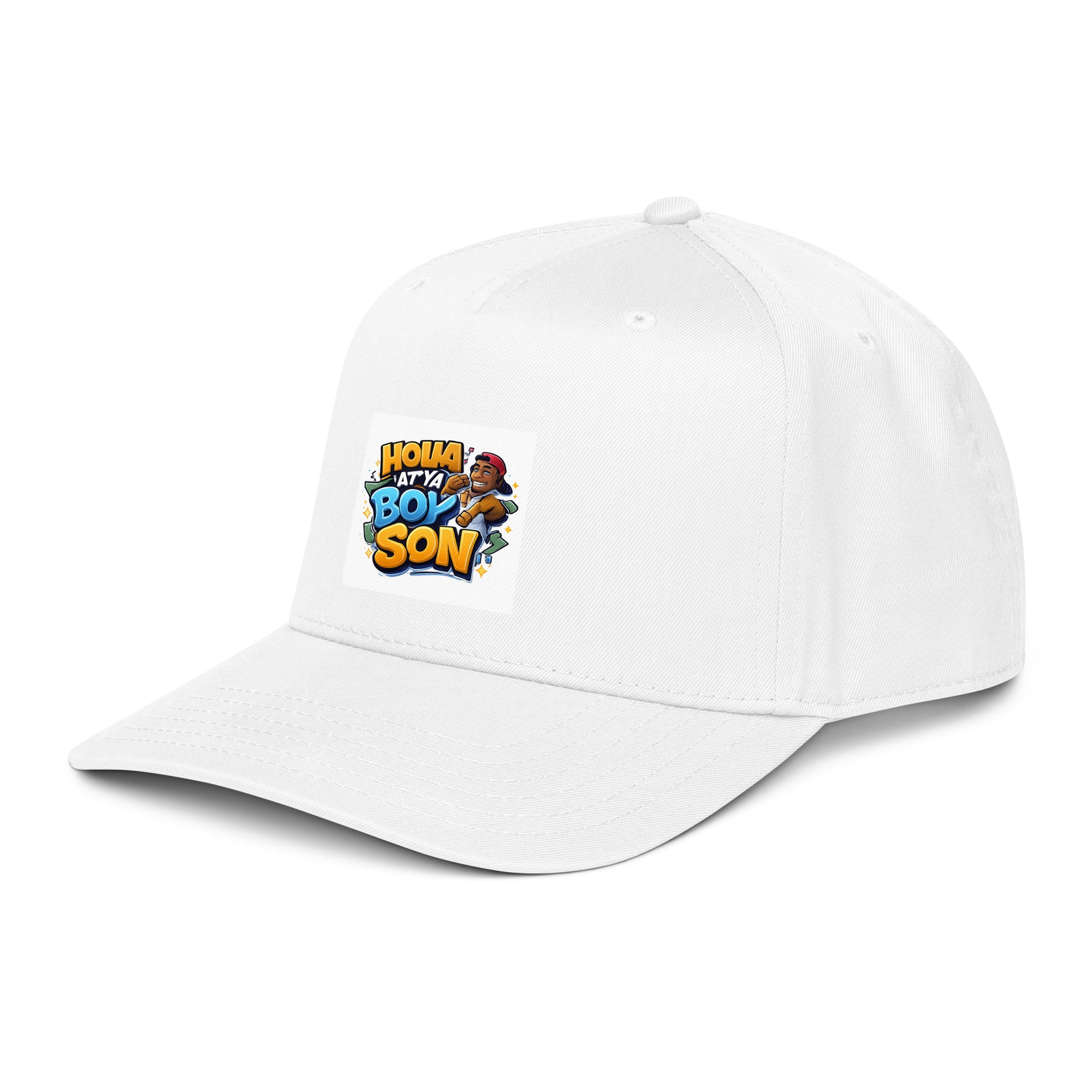 White 5-panel cap with colorful &