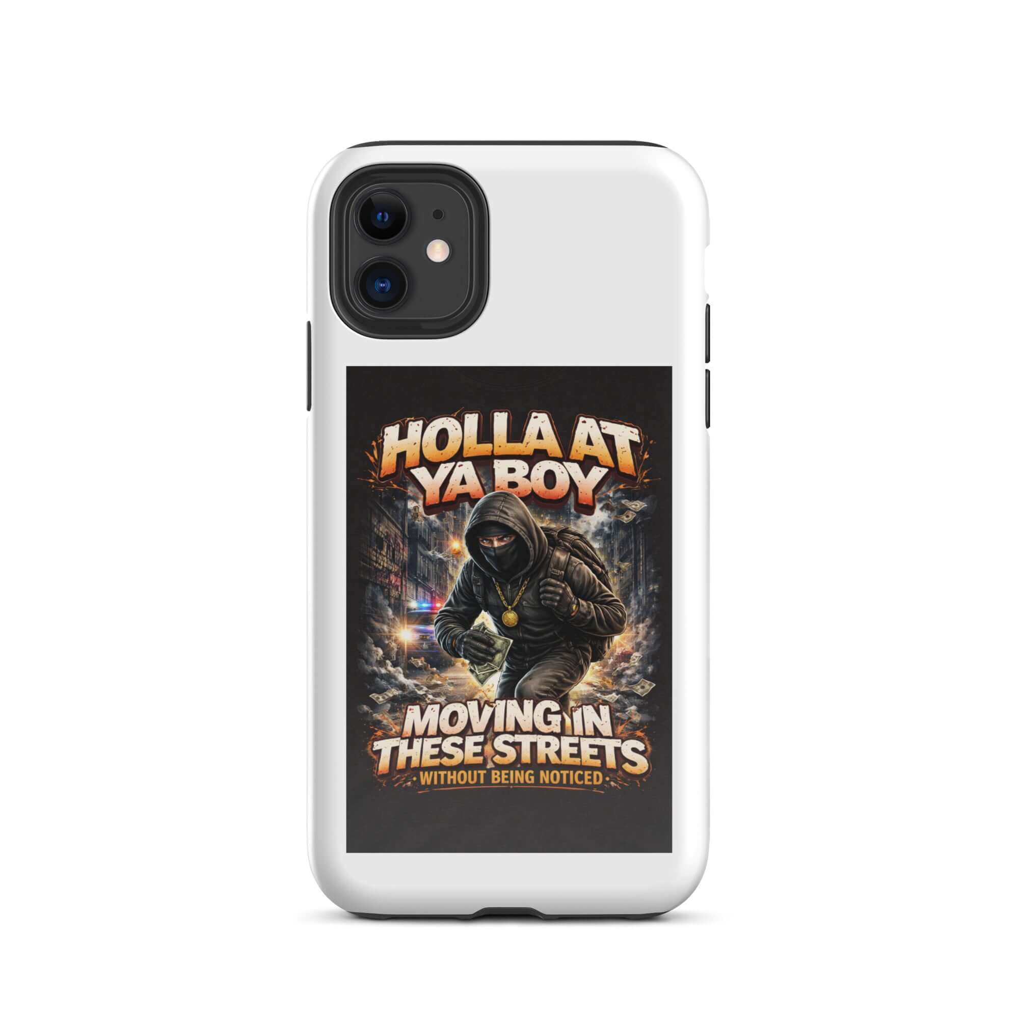 Move In Silence Tough case for iPhone: white back with &