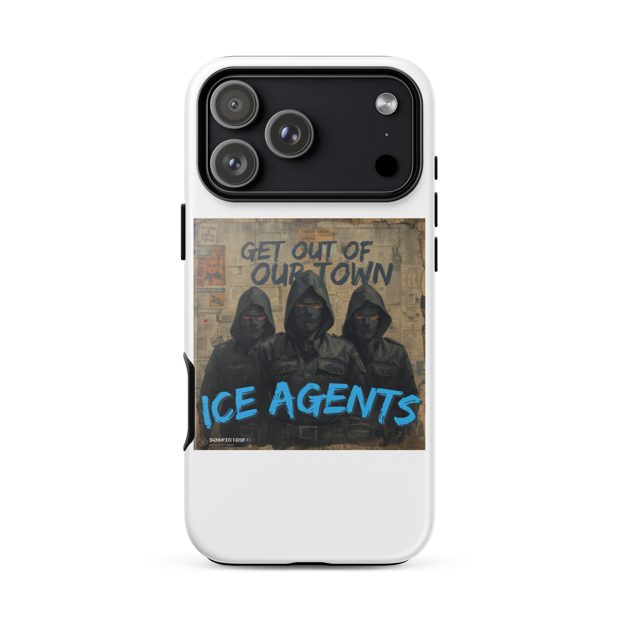 iPhone case Street Edition (Move In Silence): „Ice Agents“-Print auf weißem Backcover