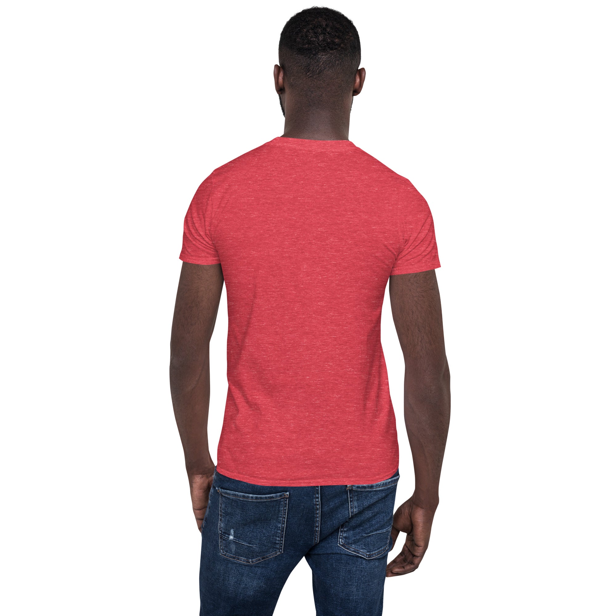 Red unisex short-sleeve T-shirt, back view