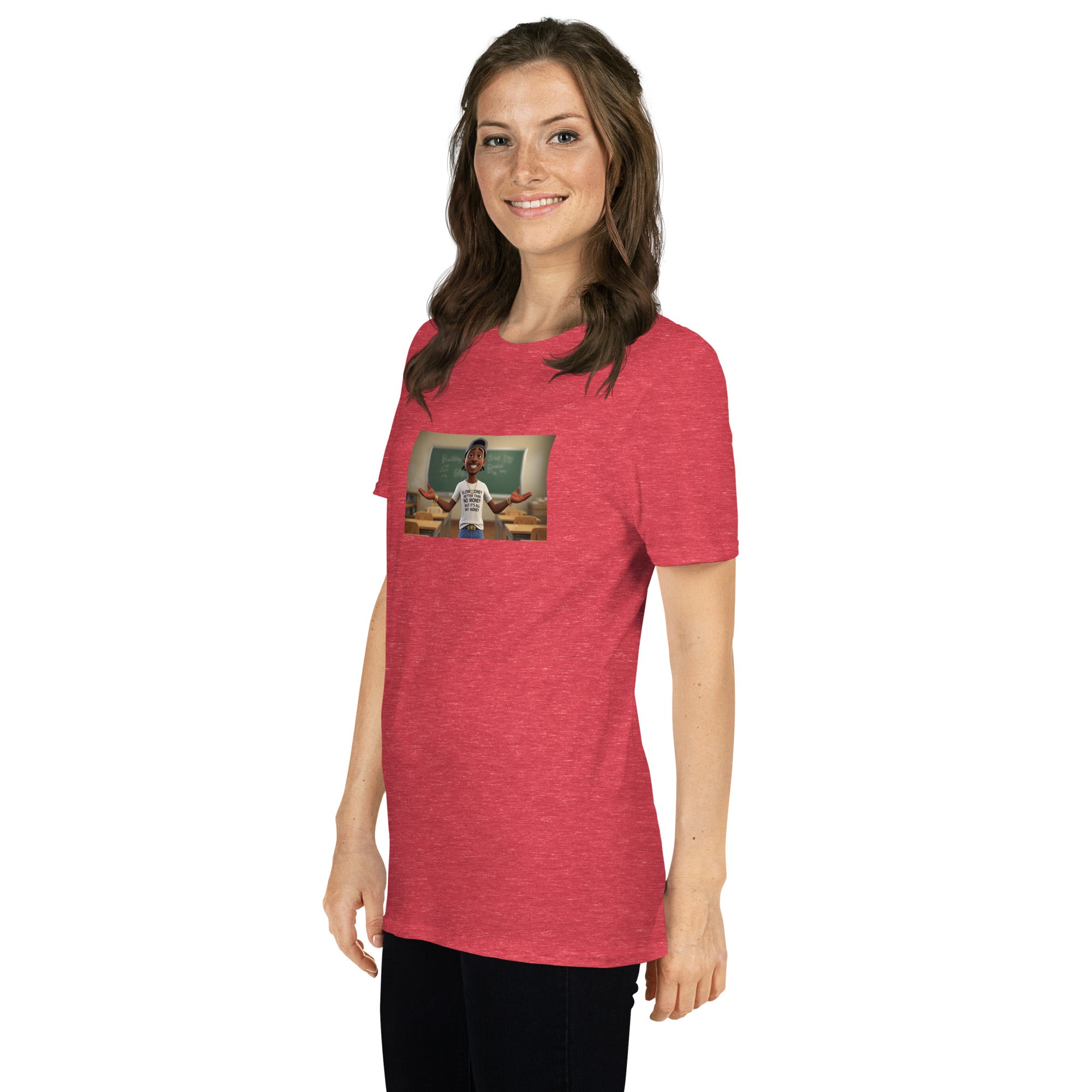 Rotes Unisex-T-Shirt mit mittigem Frontprint