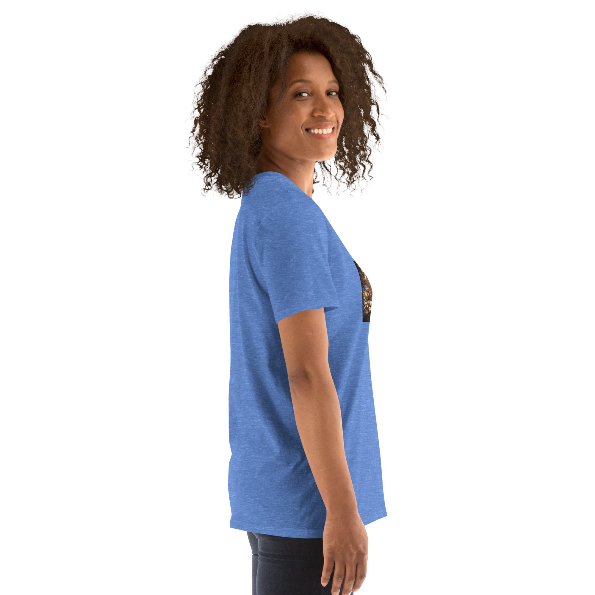 Light blue T-shirt, short sleeves and crew neck, plain front