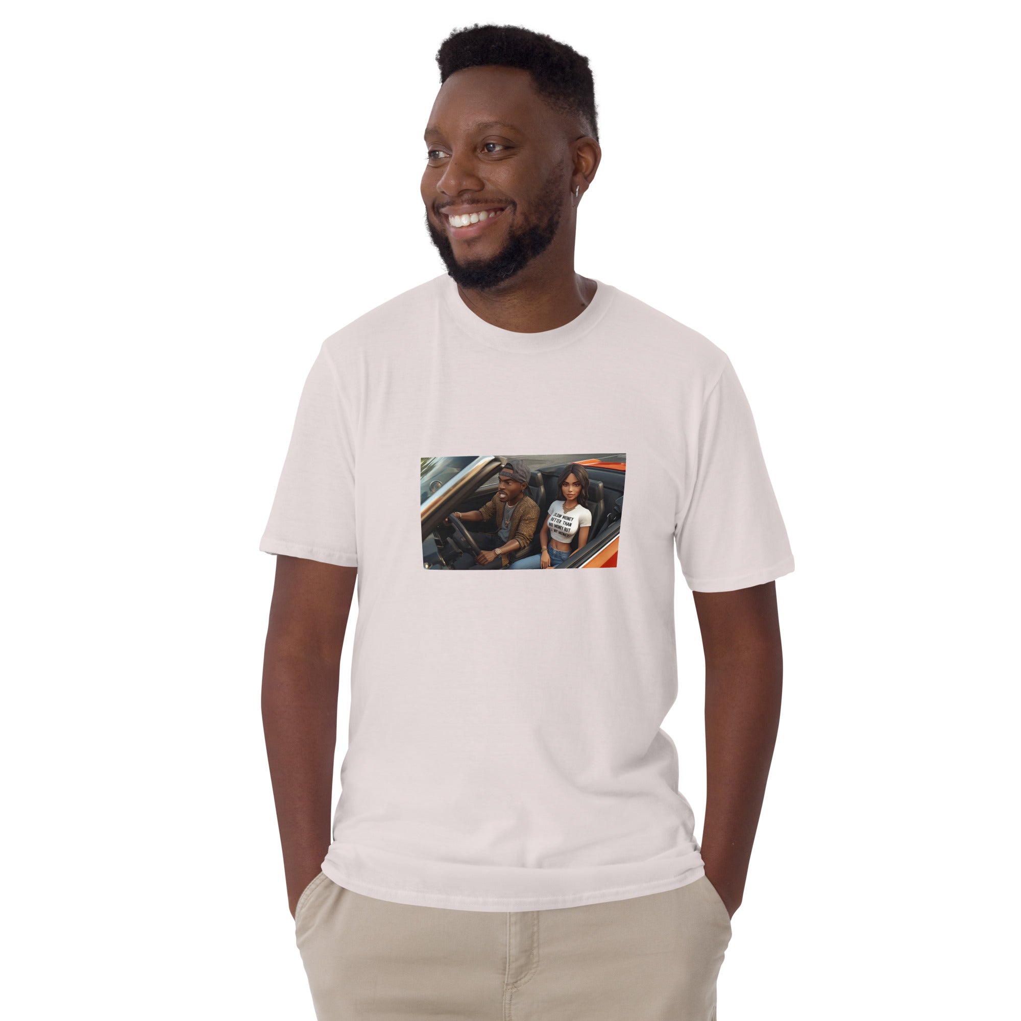 Move In Silence white unisex T-shirt with chest photo graphic