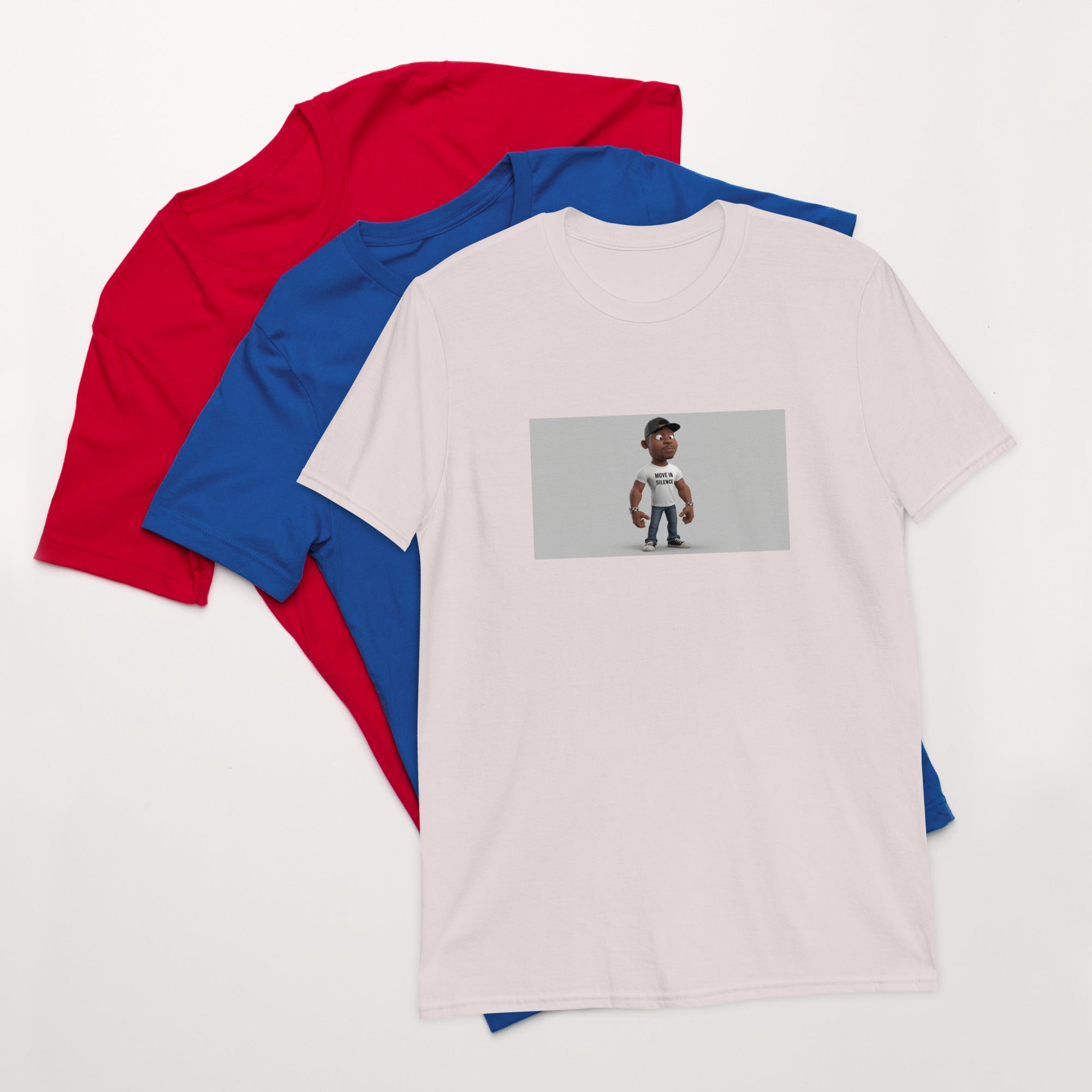 White short-sleeve unisex T-shirt, front graphic print