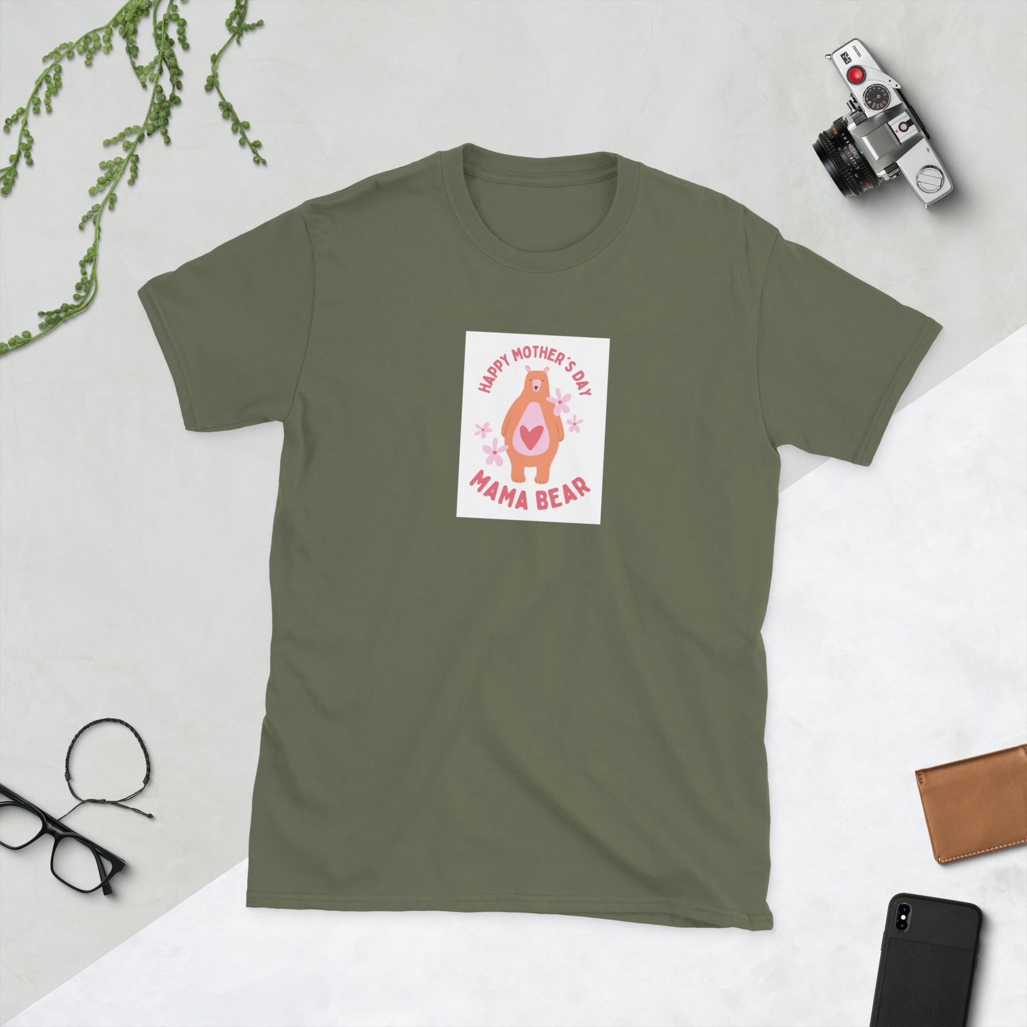 Unisex T-shirt Military Green mit frontmotiv „Happy Mother&