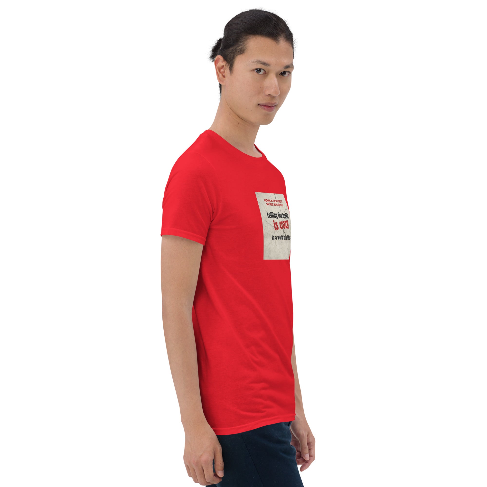 Red T-shirt with front square quote print