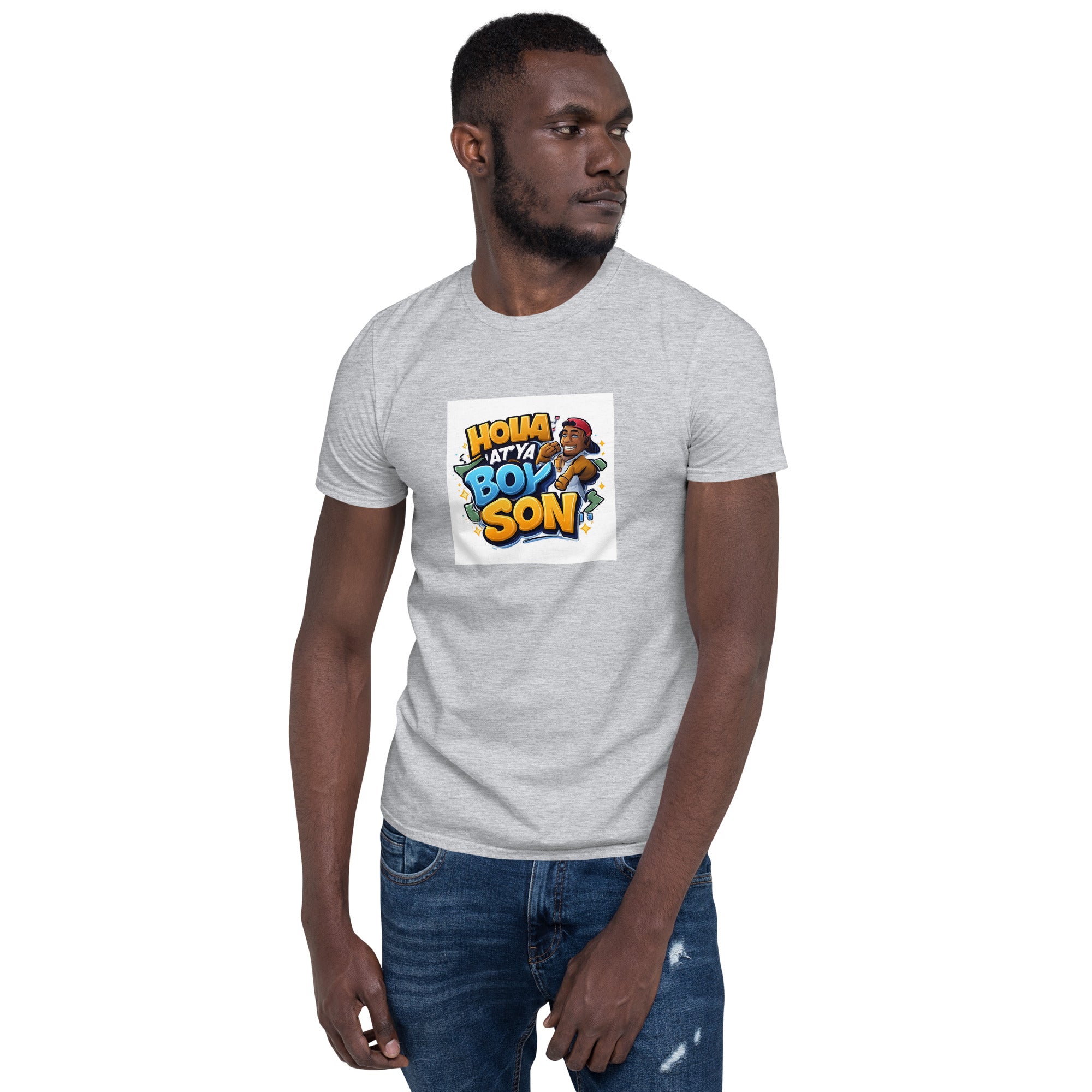 Holla At Ya Boy Son unisex T-shirt, heather grau, Rundhalsausschnitt, Frontprint