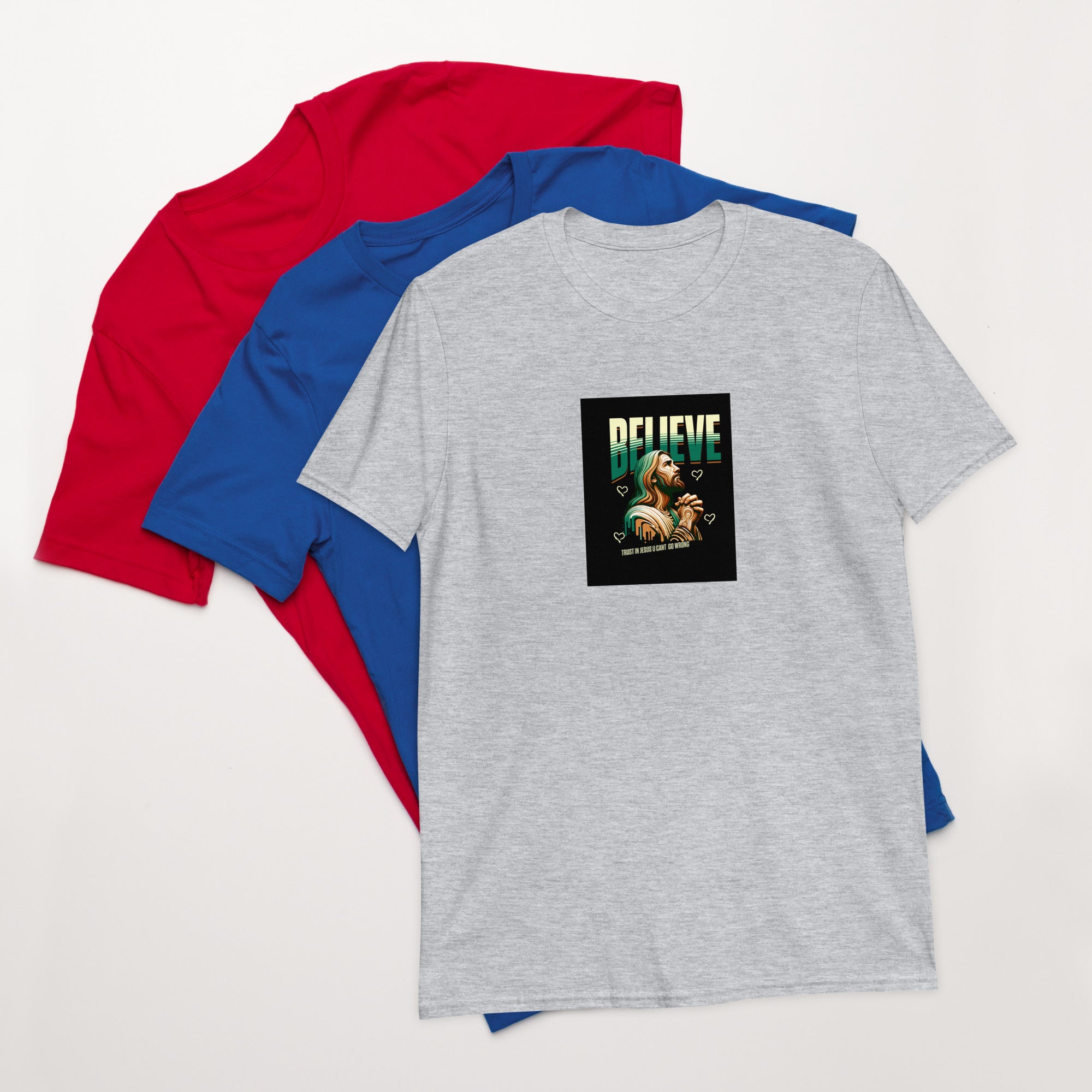 Heather gray unisex short-sleeve T-shirt with front square graphic print