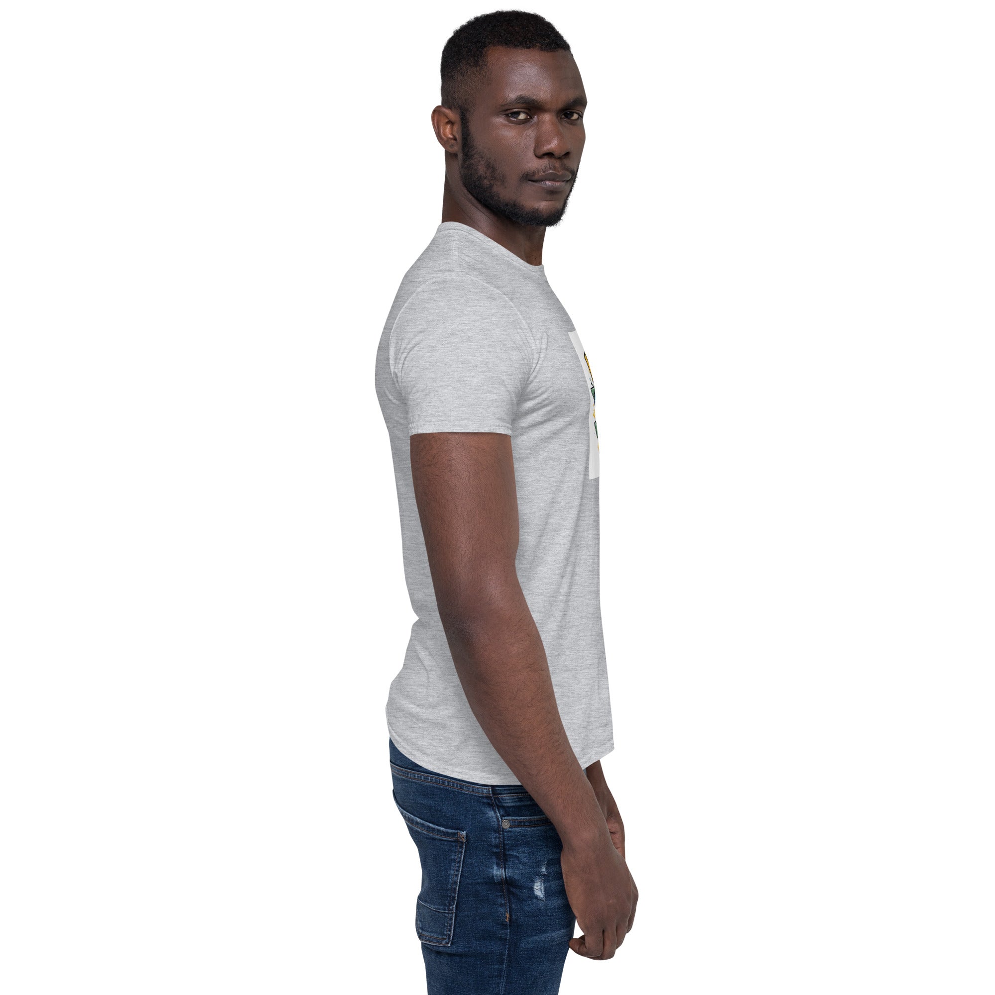 Heather grey T-shirt, crew neck with &