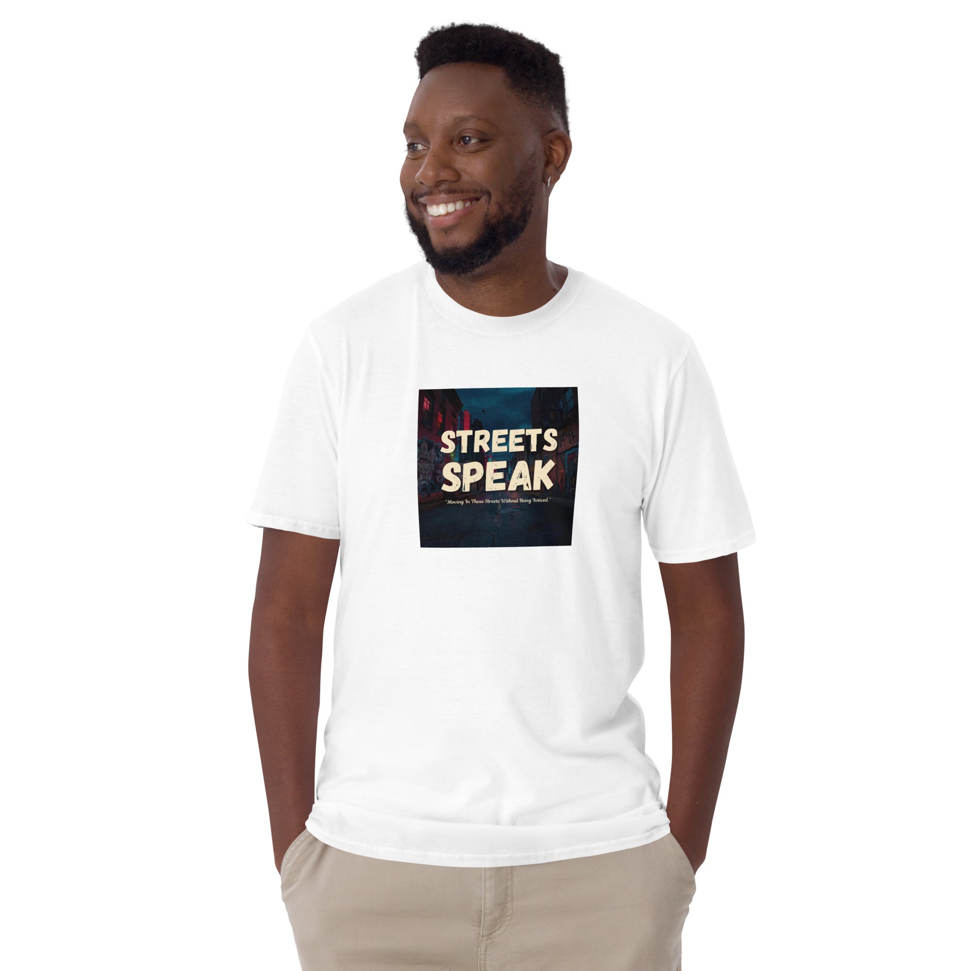 Streets Speaks T-Shirt, white, front square print “STREETS SPEAK”, short-sleeve