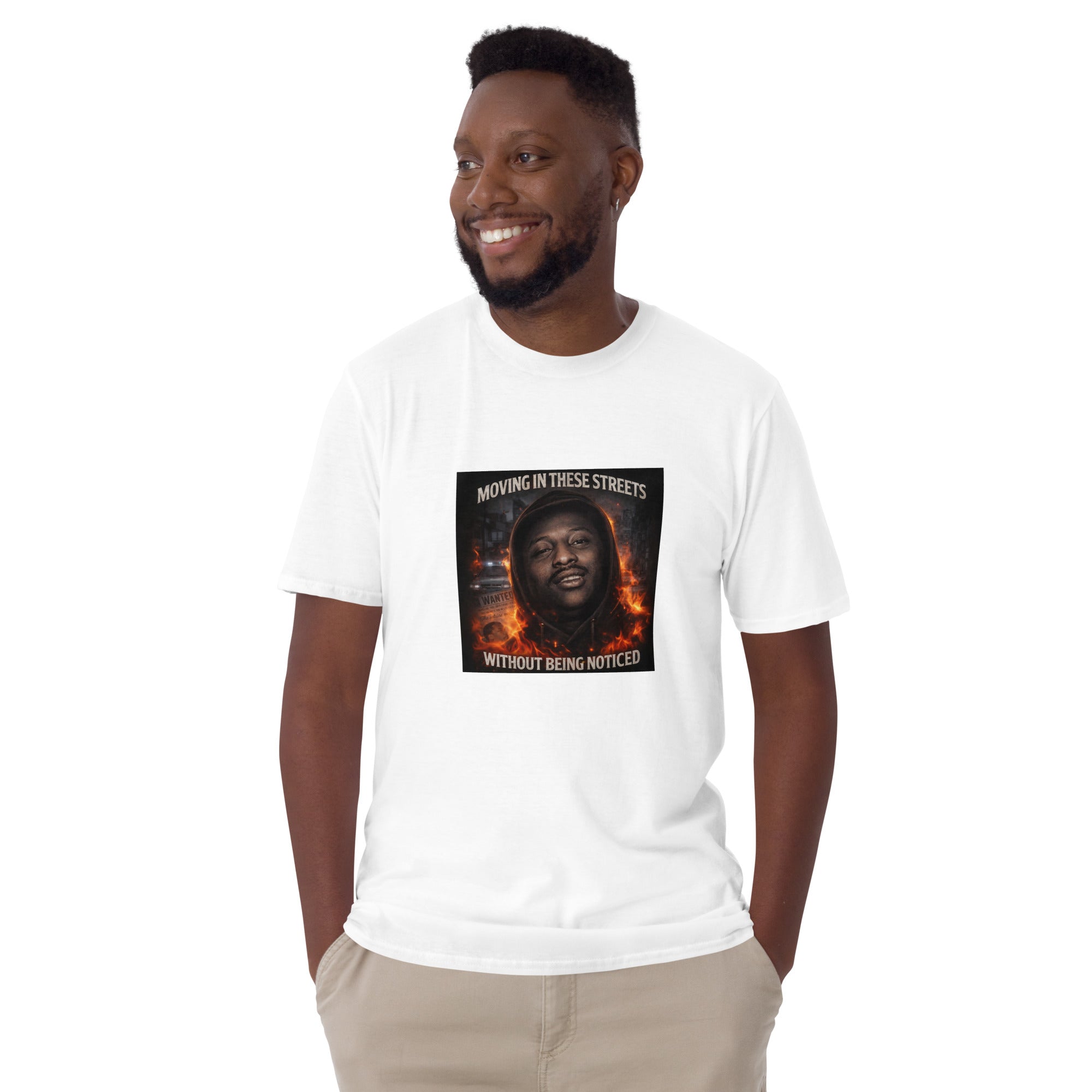 Unisex T-Shirt weiß mit Front-Print, kurze Ärmel, Rundhalsausschnitt