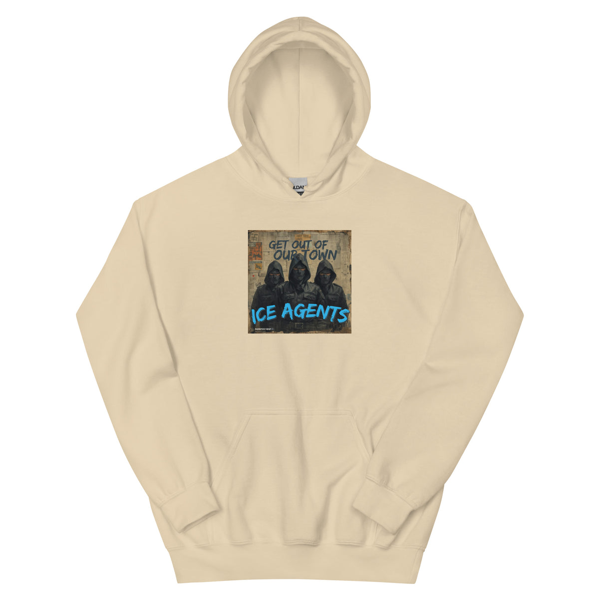 Sand hoodie with front graphic print and pullover hood