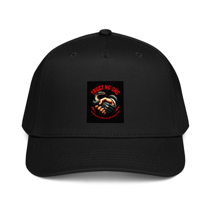 Trust No One 5-panel cap, Black, front logo patch