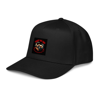 Trust No One 5-panel cap, Black, side logo patch