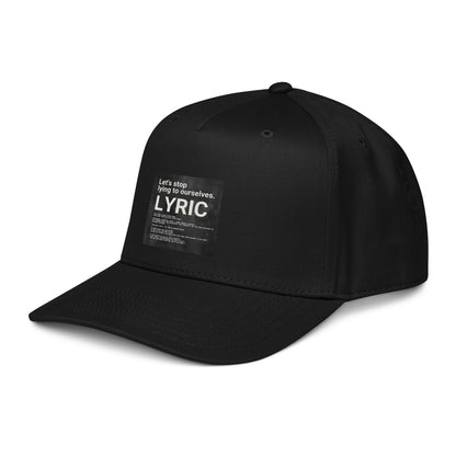 Black cap side view with front “LYRIC” patch