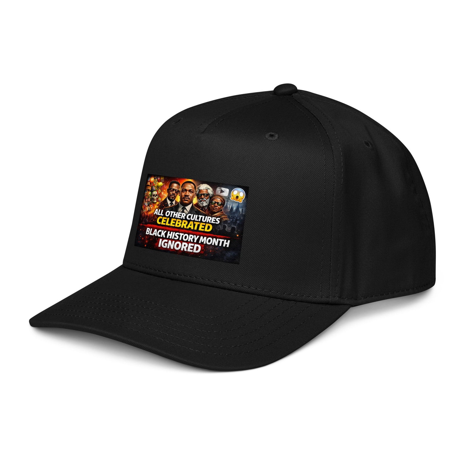 Black History Month 5 panel cap, black side with front graphic patch