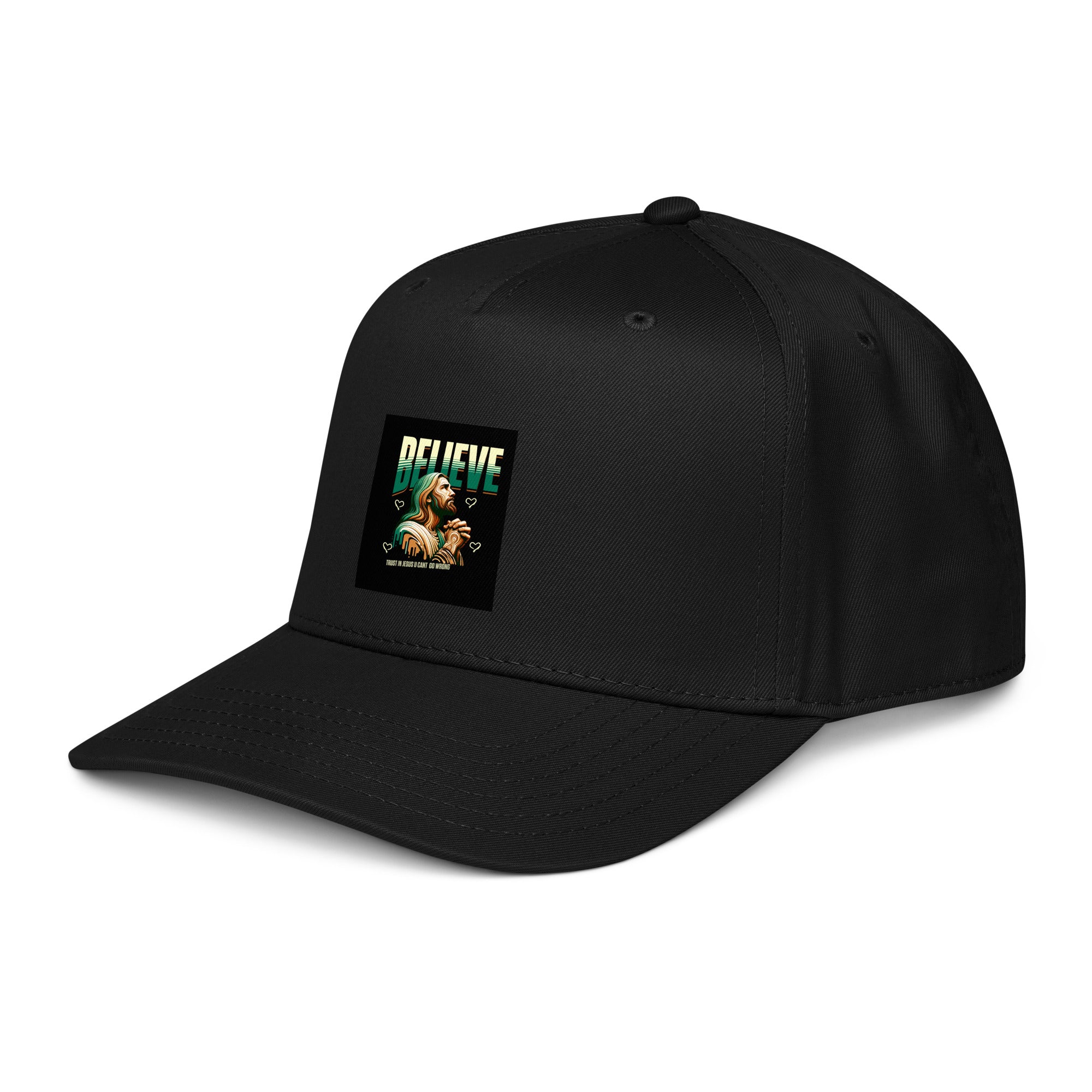 Black 5-panel cap with &