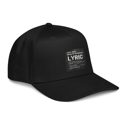 Black cap angled view with “LYRIC” label on the side
