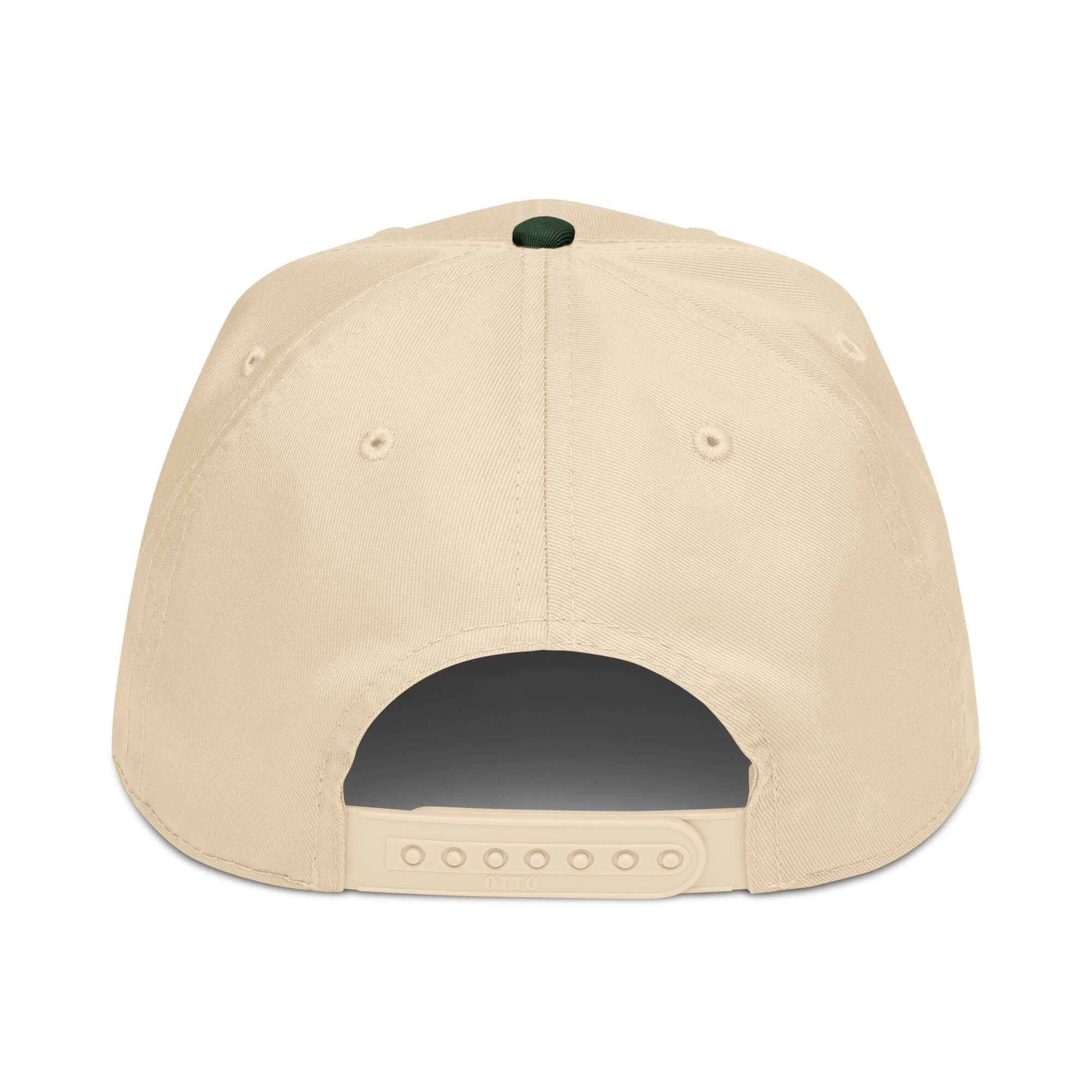 Dark green and natural 5-panel cap with front graphic patch