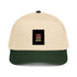 Dark Green/Natural 5-panel cap with front square logo patch