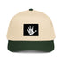 5-panel cap in dark green and natural with front logo patch