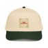 Natural/cream and dark green 5-panel cap with front America graphic patch