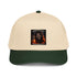 Black 5-panel cap front graphic patch on crown