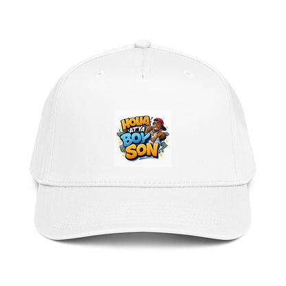 Holla At Ya Boy Son 5-panel cap, white with front graphic patch