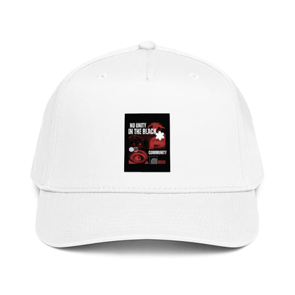 5-panel white cap with front graphic patch