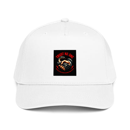 Trust No One 5-panel cap, White, front logo patch