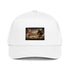 5-Panel Cap Weiß mit Front-Patch und farbiger Grafik