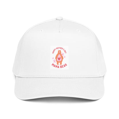 White 5-Panel cap with Mama Bear front graphic patch