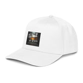 White 5-panel cap with front logo patch: Get Out of Our Town Ice Agents