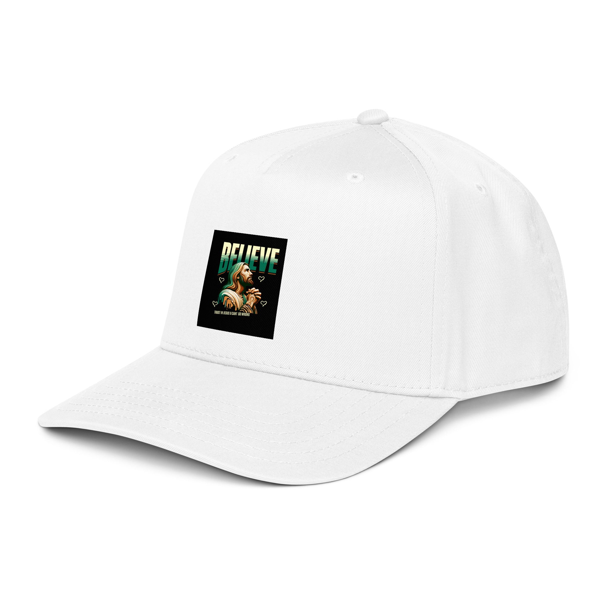 Trust In Jesus 5-Panel cap, white, Logo patch vorne