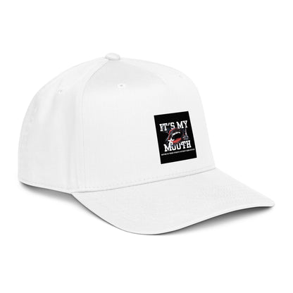 It’s My Mouth 5-Panel Cap, white with side logo patch