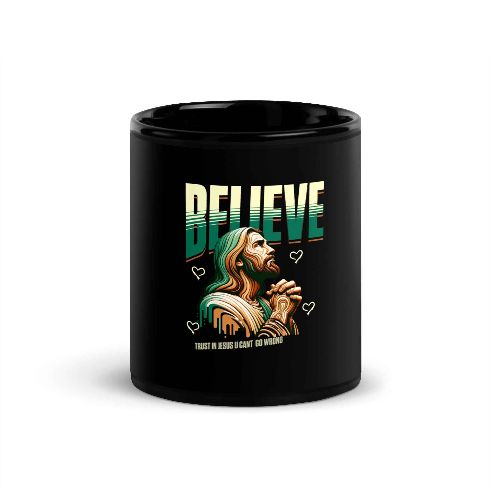 Black glossy mug with &