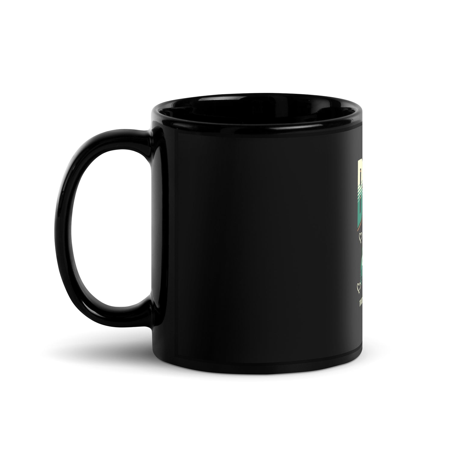 Black glossy mug side view with handle