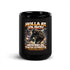 Black mug front view with “Holla At Ya Boy” and “Moving In These Streets” text