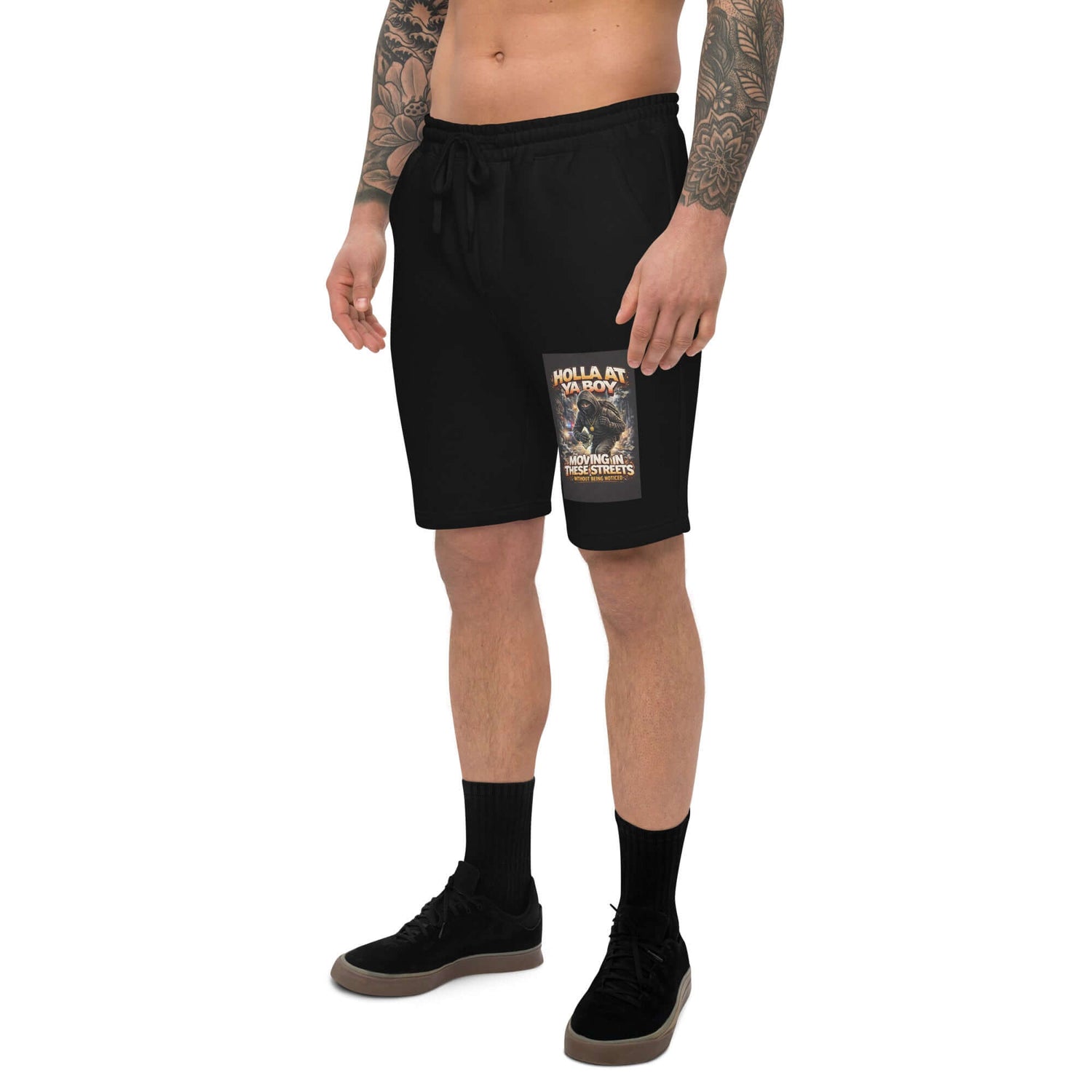 Black drawstring shorts with &