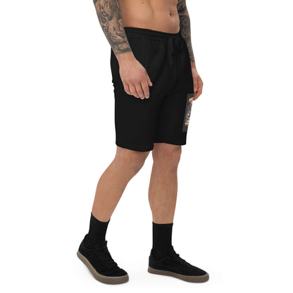 Black drawstring shorts with side graphic panel on the right leg