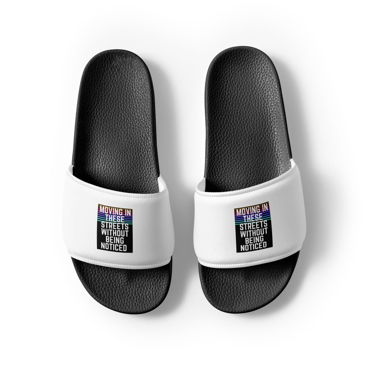 Streetwear Slides with Moving In These Streets graphic