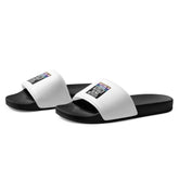 Black streetwear slides with cushioned strap
