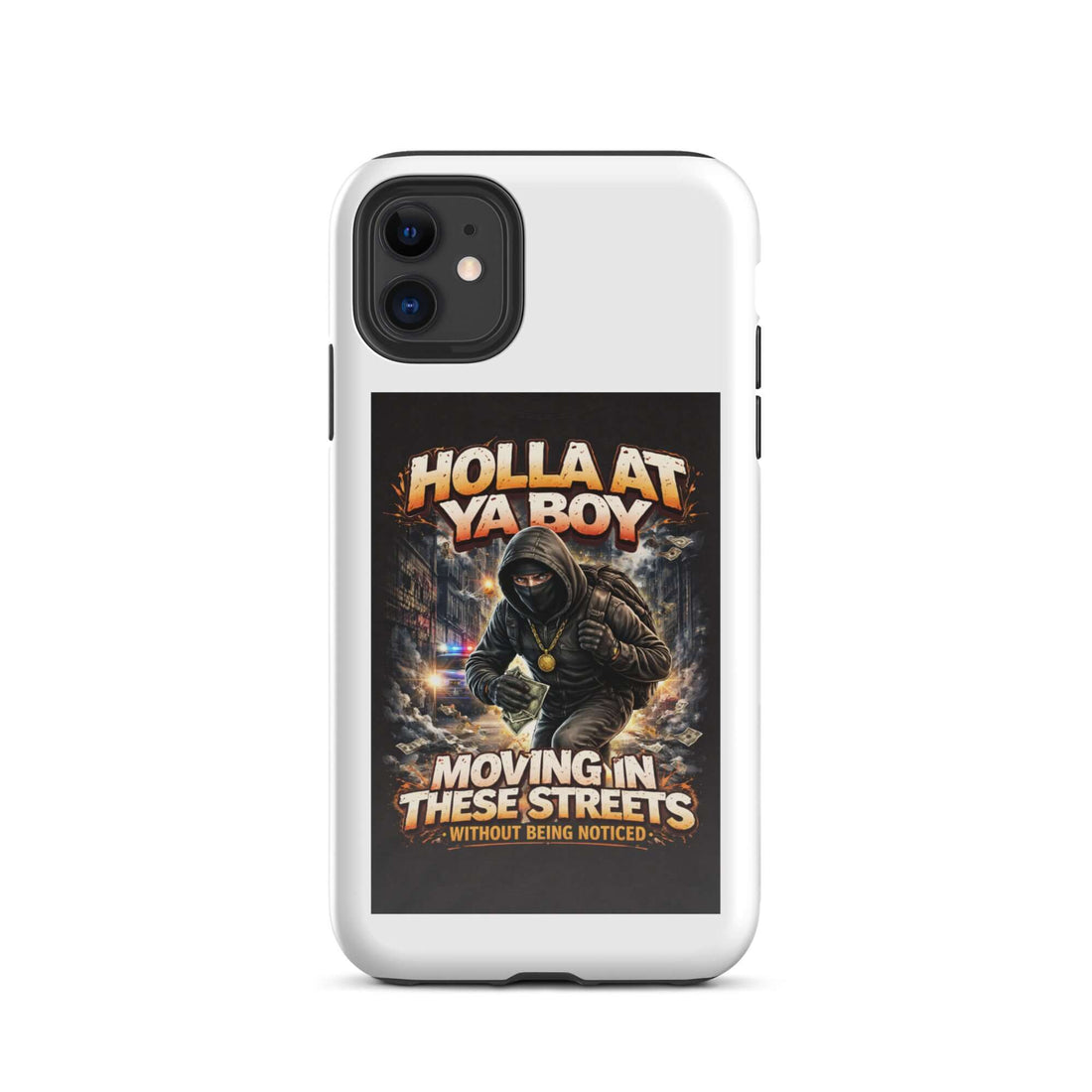 Move In Silence Tough case for iPhone: white back with &