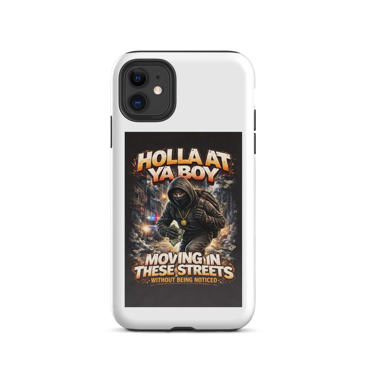 Move In Silence Tough case for iPhone: white back with &