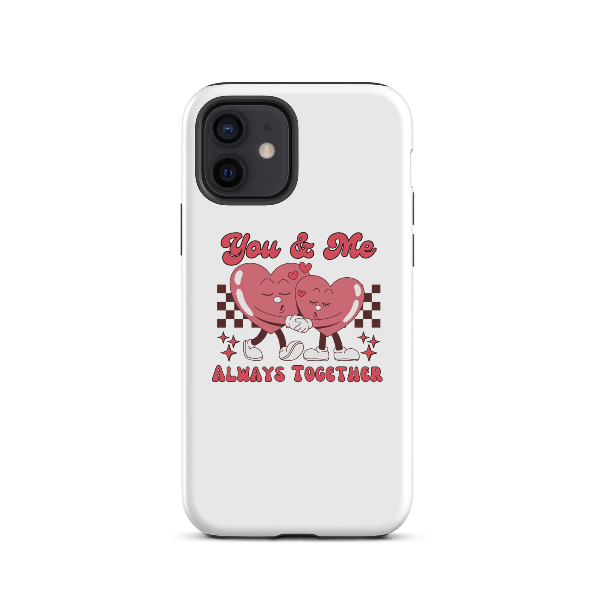 iPhone tough case featuring red heart couple and “Always Together” lettering
