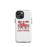 White iPhone tough case with red “You & Me” hearts couple design and “ALWAYS TOGETHER”