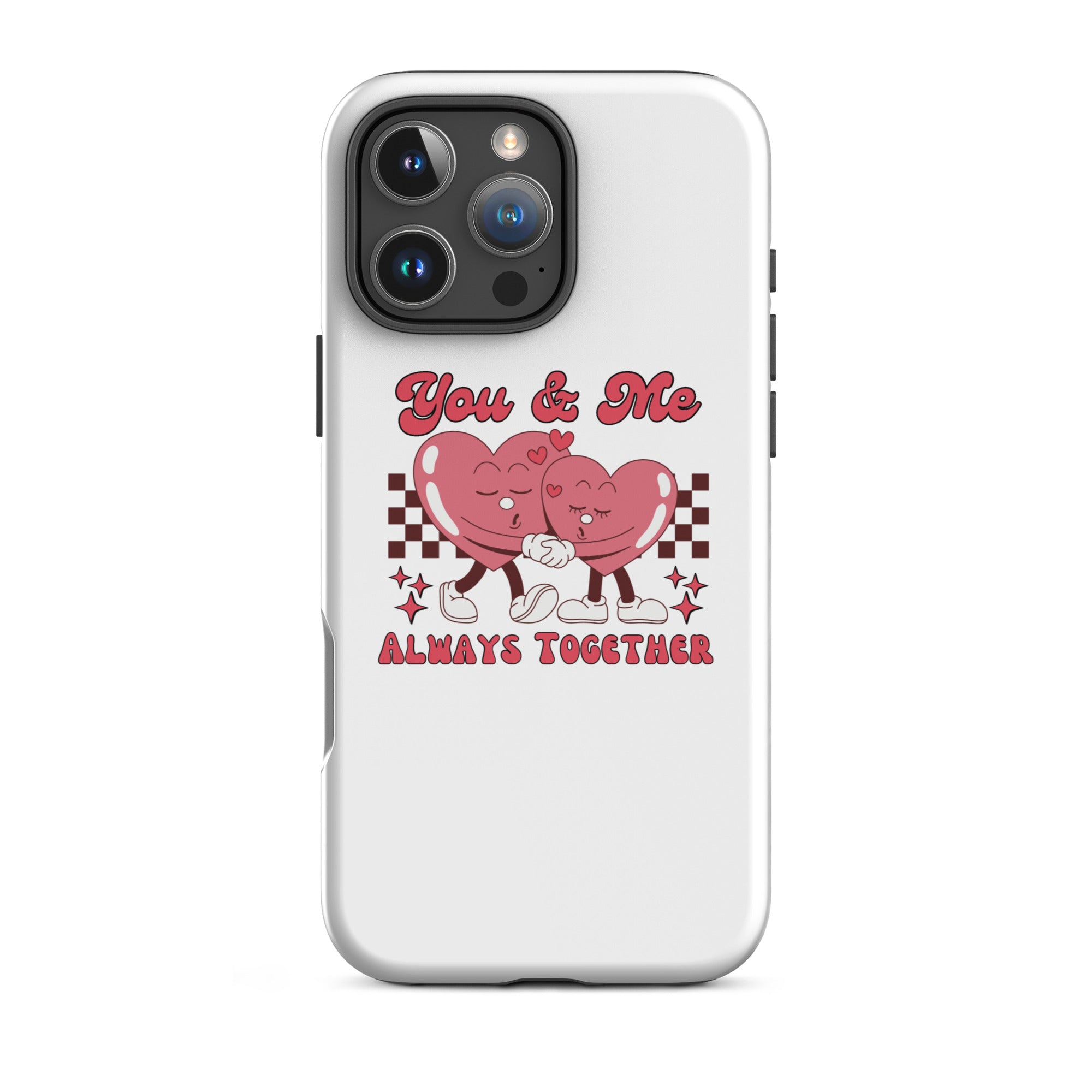 iPhone tough case with heart couple graphic and “Always Together” text
