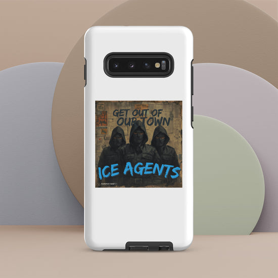 White Samsung tough phone case with &